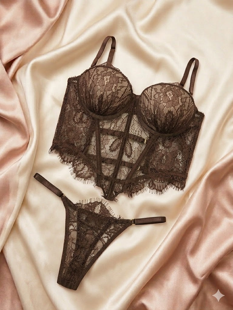 CONJUNTO CORSÉ STRAPPLE ABBY CAFE
