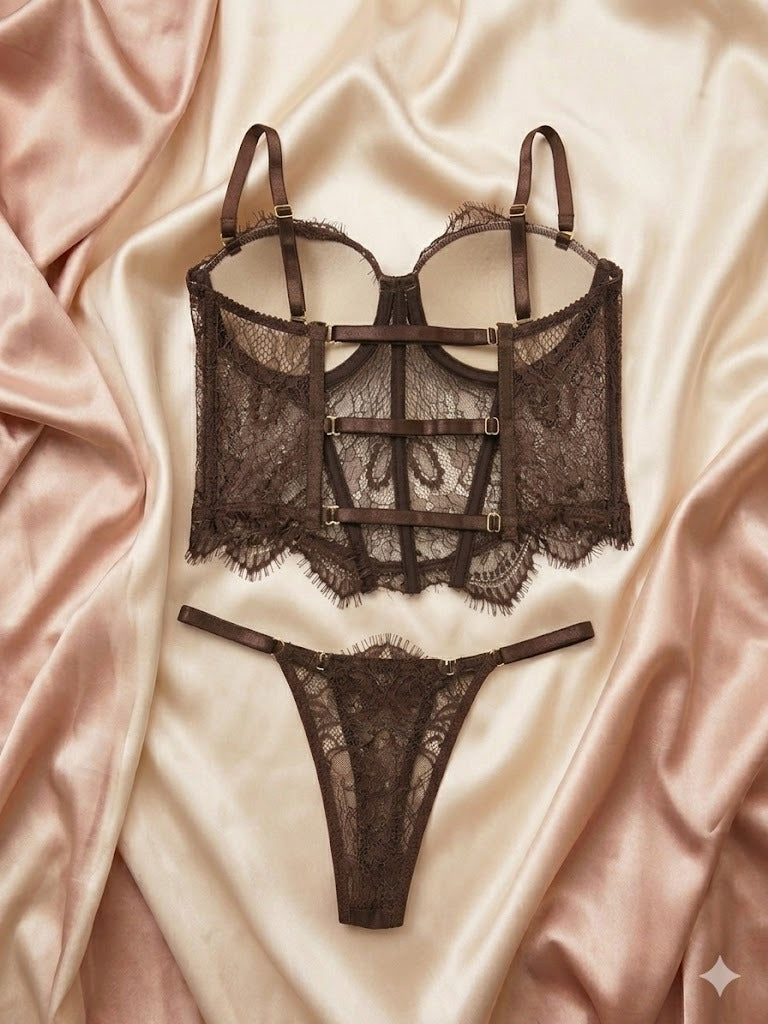 CONJUNTO CORSÉ STRAPPLE ABBY CAFE