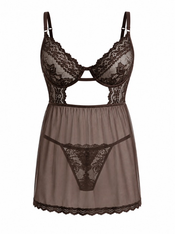 PREVENTA BABYDOLL CHOCOLATE MACARENA TRANSPARENTE