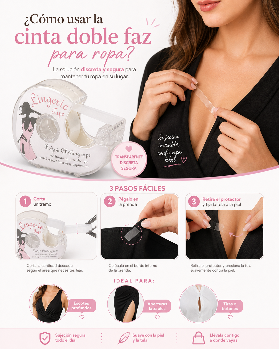 CINTA DOBLE FLAZ INVISIBLE PARA ROPA