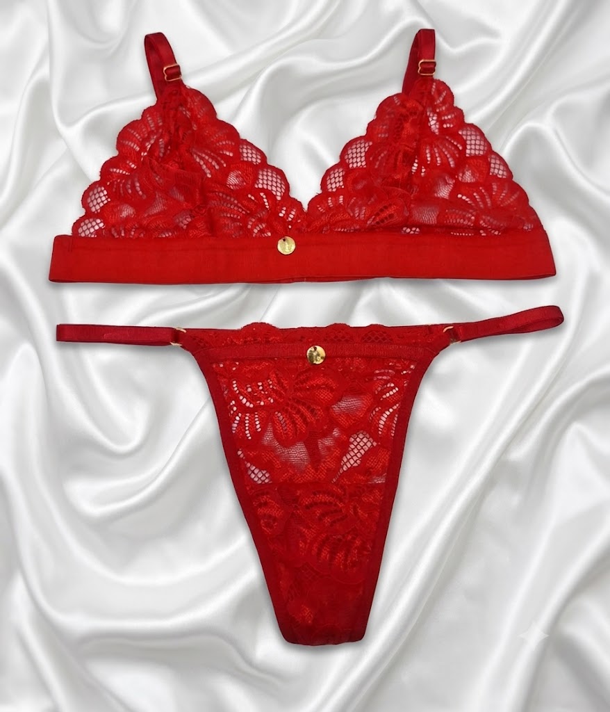 CONJUNTO ENCAJE MOLLY ROJO